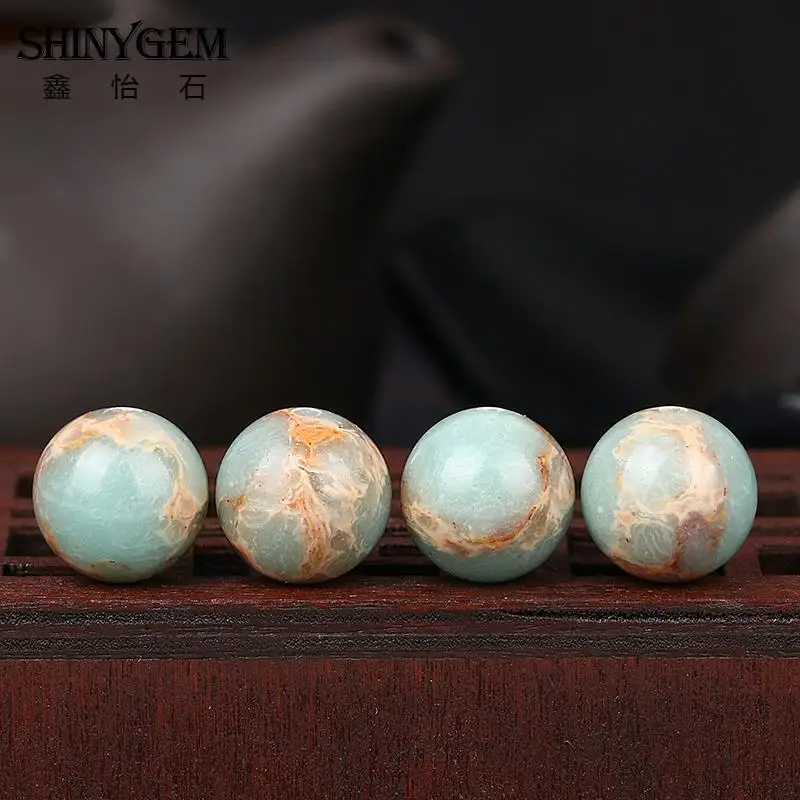

ShinyGem 4/6/8/10/12mm Round Snakeskin Beads Unique Blue Green Sea Sediment Jaspers Natural Stone For Jewelry Making 15''L