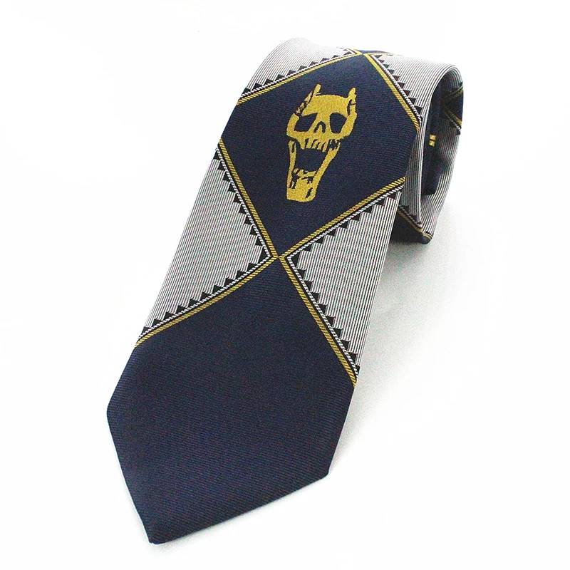 Japanese Anime JoJo Bizarre Adventure Cosplay Tie KILLER QUEEN Heavens Door Kira Yoshikage Props Skull Jacquard Neck Tie