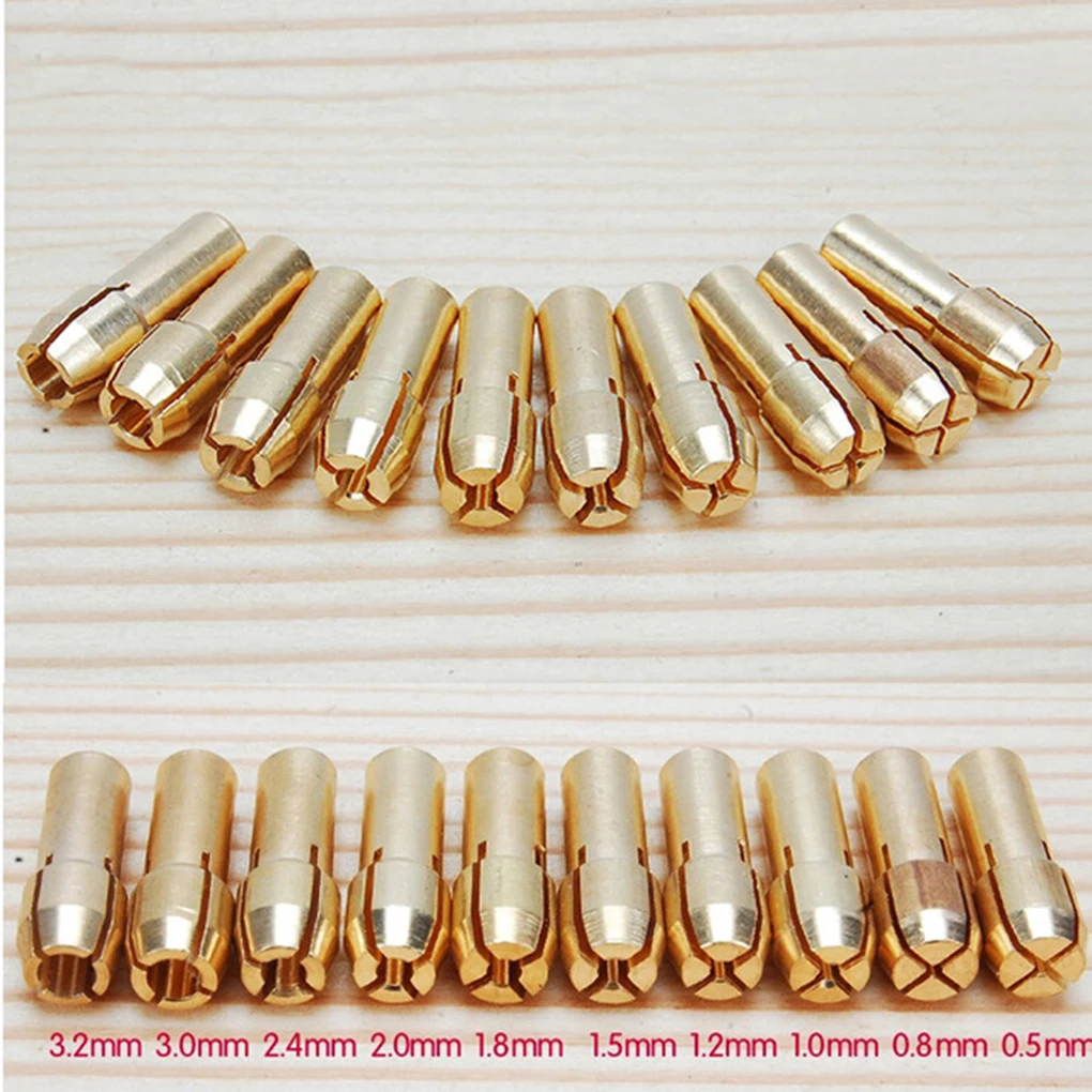 10PCS Set Durable Brass Drill Chucks Collet Bits 0 5-3 2mm 4 8mm Shank Replacement for Dremel Rotary Tool