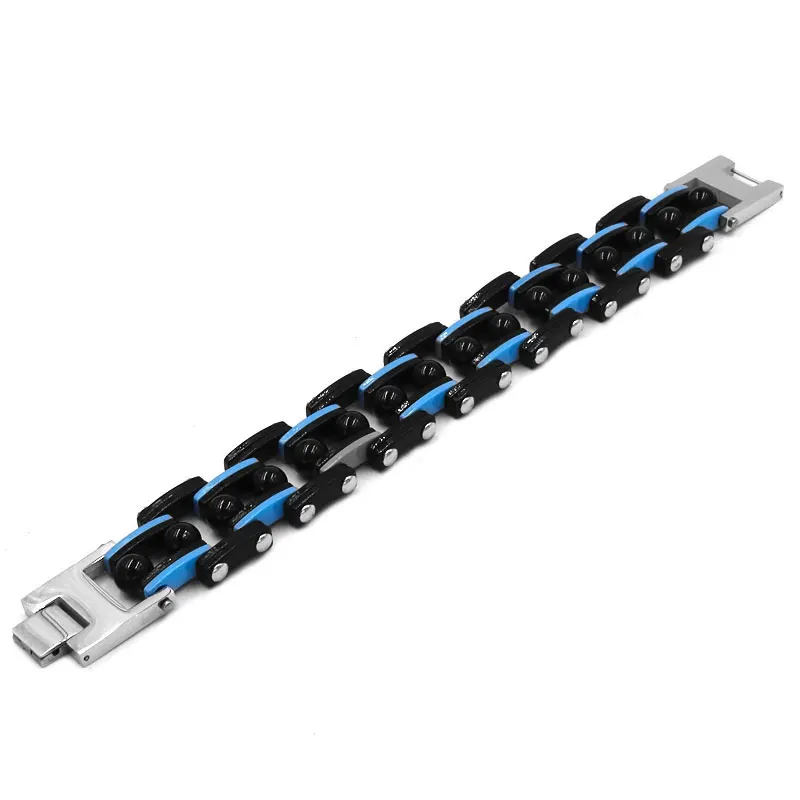 25mm Black Red Blue White Balls Chain Link Bicycle Biker Bracelet Stainless Steel Jewelry Fashion Heavy Mens Bracelet SJB0332