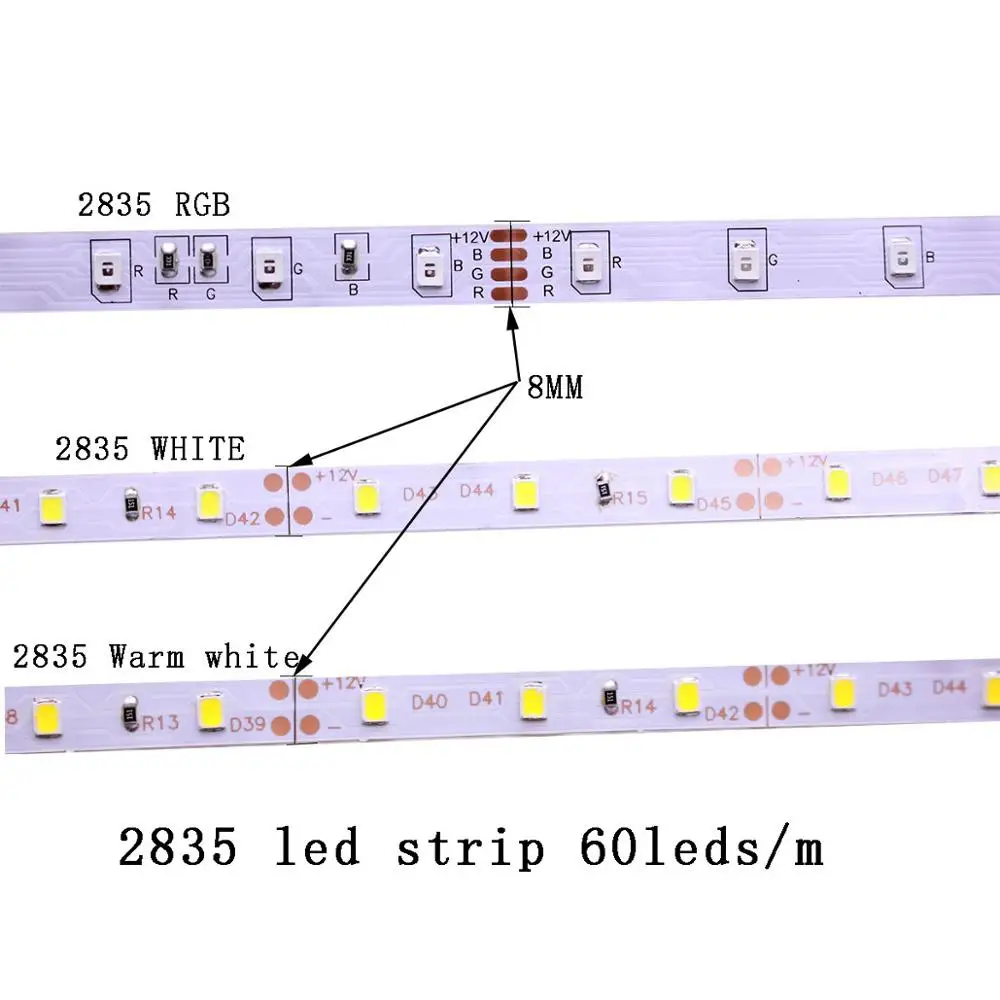 Taśmy LED taśma oświetlająca neutralny biały ww 5M 2835 SMD DC24V 12V 60/120/240/480 diody LED/m PCB 8MM 10MM 15MM wstęga LED girlanda żarówkowa 3528