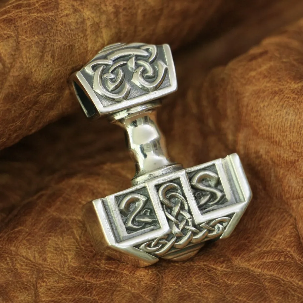 LINSION 925 Sterling Silver High Details Thor\'s Hammer Mens Biker Punk Pendant TA137