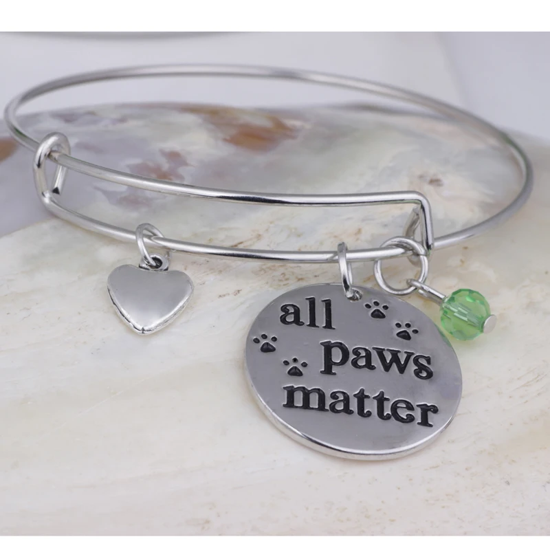 Adjustable Crystal Beads Heart Charm Bracelet all paws matter memorize pendant  Jewelry Charming Wristbands B116