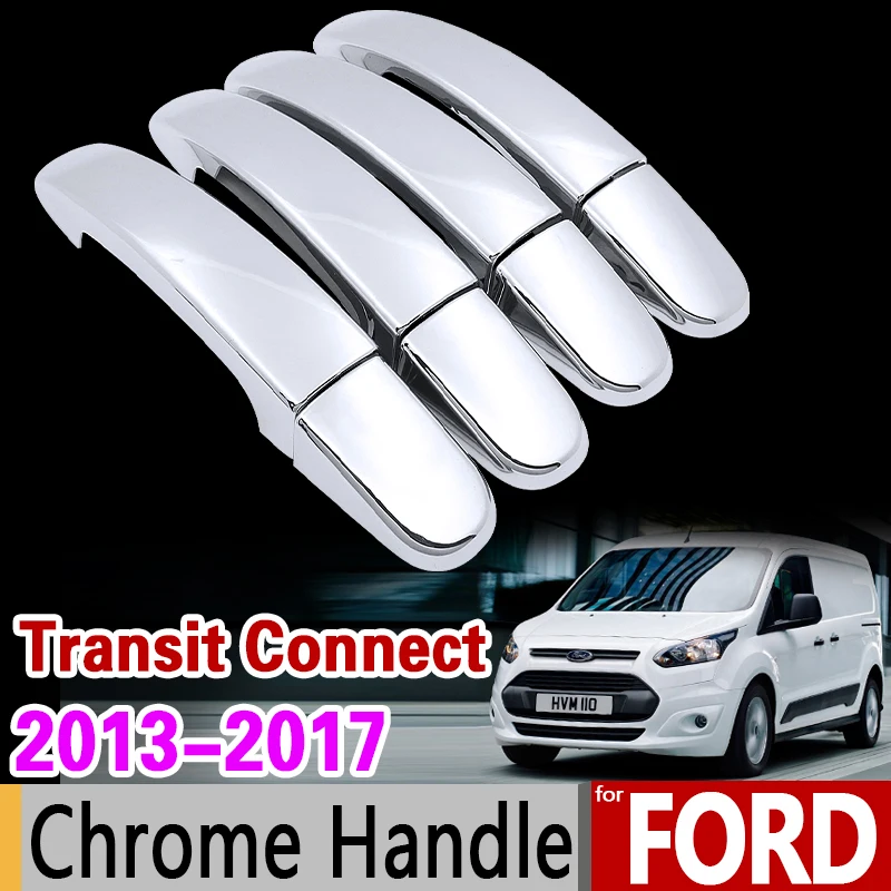 For Ford Transit Connect MK2 Chrome Handle Cover Trim Set Wagon 2013 2014 2015 2016 2017 Car Accessories Stickers Car Styling