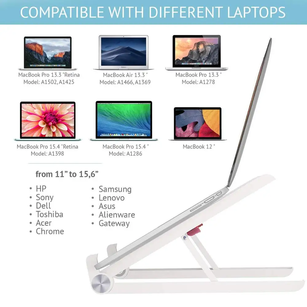 Folding Portable Laptop Stand Viewing Angle Height Adjustable Aluminum Desktop Laptop Holder Desk Table Mobile Phone Stand