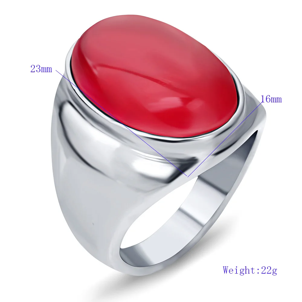 NIBA Luxury Big Red/White/Coffee Opal Ring New Arrival Style for Women/Men Stainless Steel Rings Fashion Jewelry