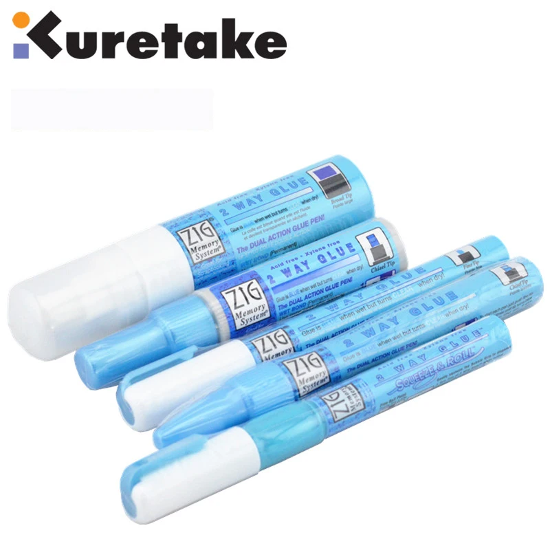 Zig Kuretake Memory System 2 Way Glue Pens Japan 1mm 2mm 4mm 15mm Non-toxic Colored Glue Pens DIY Tool