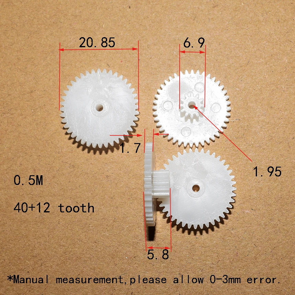 

30pcs 40+12T 1.9/2.1mm hole plastic gear 0.5M dron rc car plane robot kids toys for boys diy baby accessories GP40122A/B