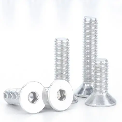 10pcs M6 hex countersunk head screws flat hexagon bolt set metric screw fastener 6061 aluminum alloy