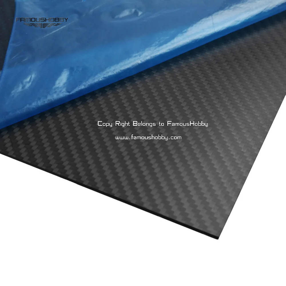 Famoushobby 1pc 3.0X200X250mm 3k full carbon fiber plate panel sheet twill weave glossy matt surface for FPV Drone