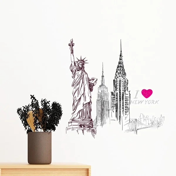 I Love New York Statue Of Liberty America Country City Removable Wall Sticker Art Decals Mural DIY Wallpaper for Room Decal