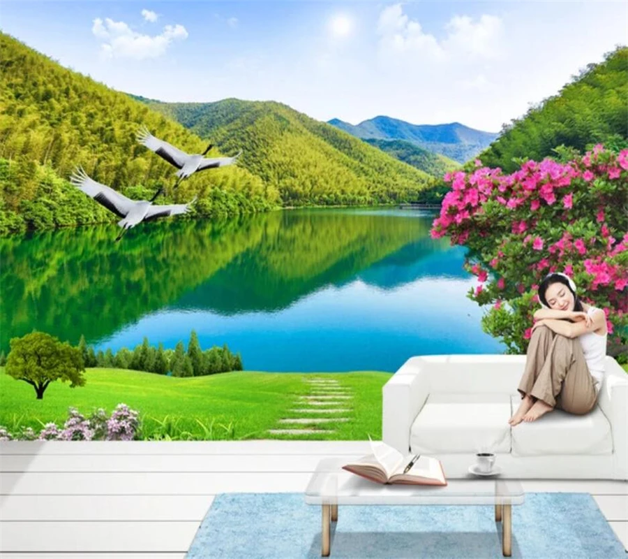 

beibehang Custom wallpaper great river and mountain decoration painting 3D landscape background living room bedroom 3d wallpaper