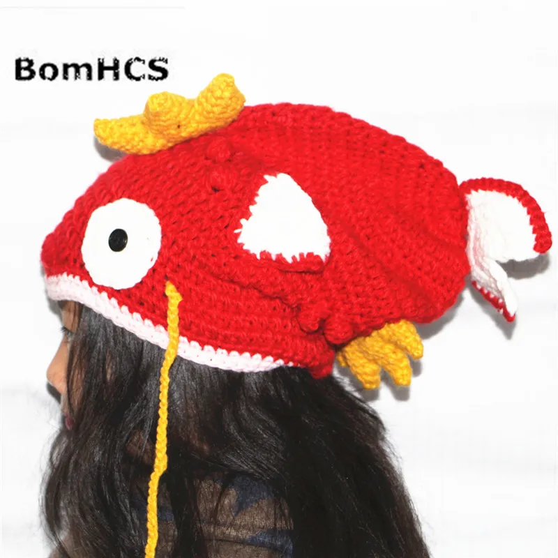 

BomHCS Funny Colour Goldfish Carp Beanie Handmade Knitted Winter Thick Hat Cap Halloween Christmas Gift