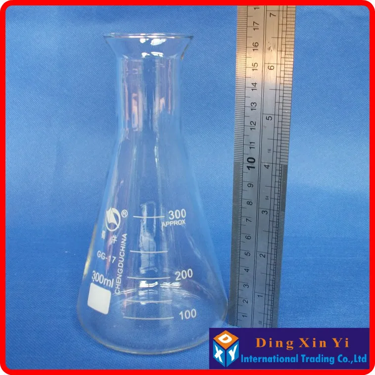 

(8pcs/lot)300ml Glass Erlenmeyer Flask 300ml glass conical flask Laboratory use glass triangle flask BORO glass,GG17