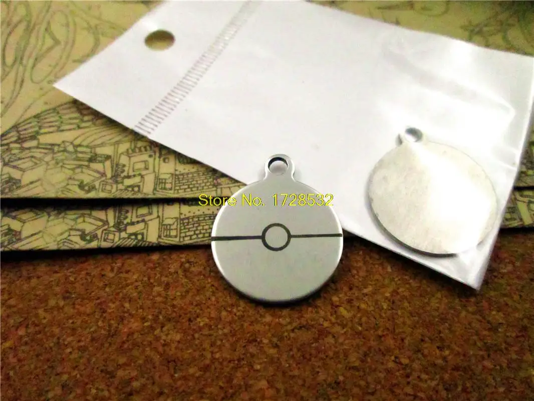 

20pcs--20mm stainless steel circle round "Poke Ball"one side DIY Charms Pendants