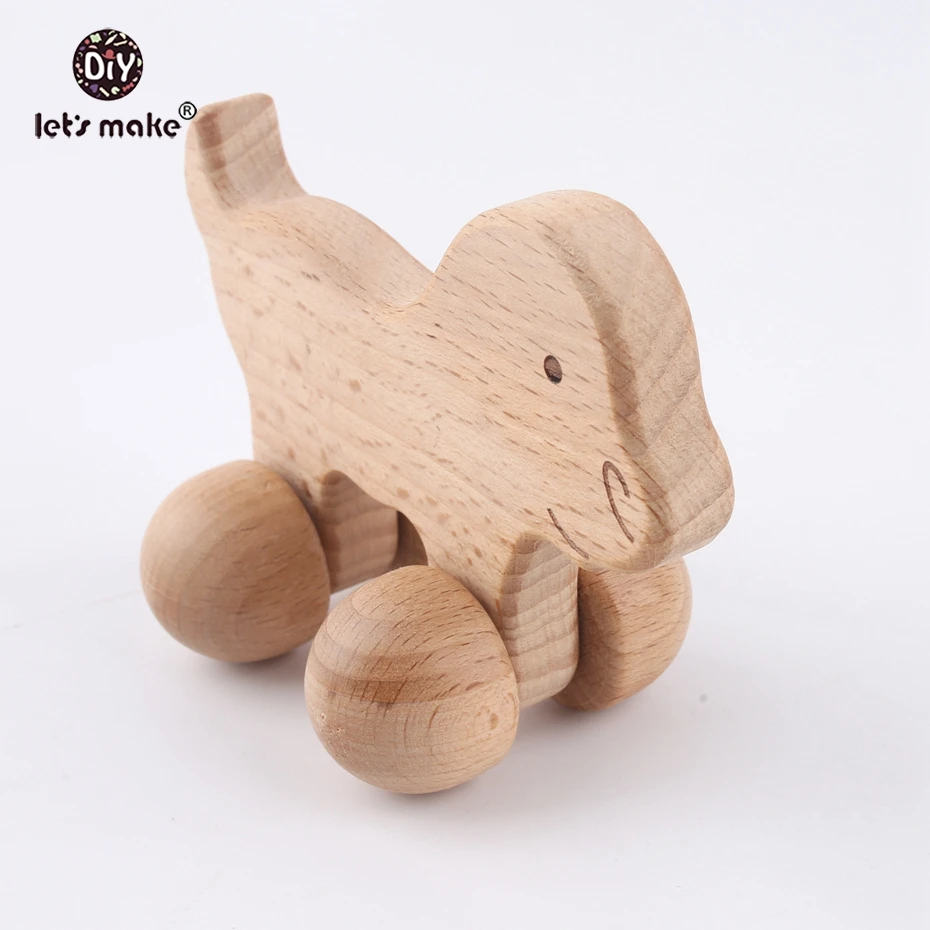 

Let's make 1pc Toys For Children Stroller For Dolls Teething Beech Animals Children's Toys BPA Free Lovely 3D wooden Baby Toys