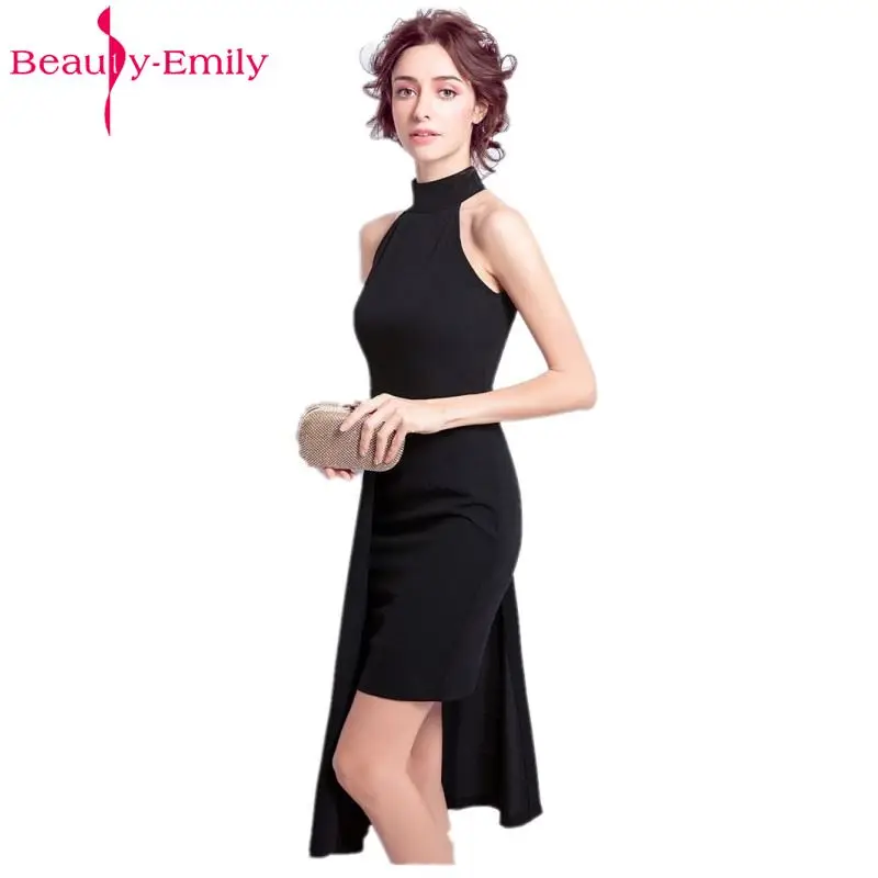 

Beauty-Emily Black Mini Cocktail Dresses 2020 Sexy High New Design Formal Prom Gowns Short Mini Cocktail Party Prom Dress