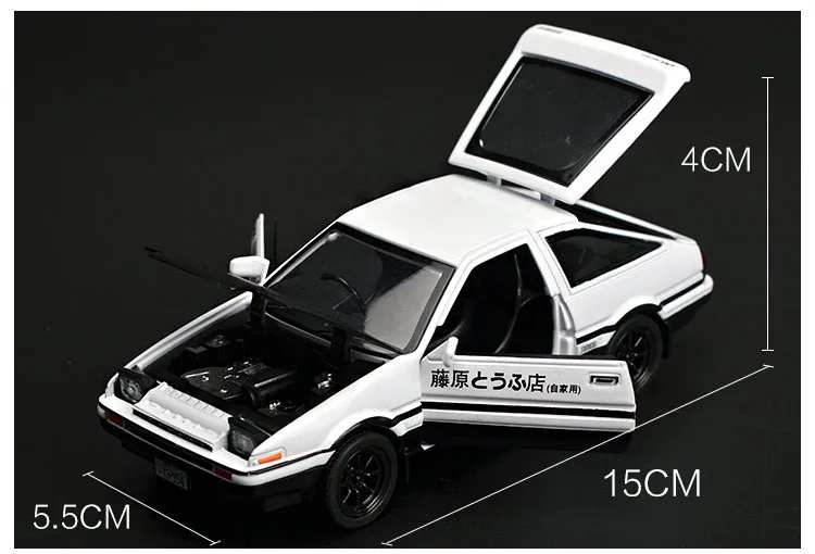 AE86 1:28 INITIAL D Toyota Alloy Car Model Anime Cartoon Fast Furious With Pull Back Sound & Light Diecast Vehicle For Boy Toys