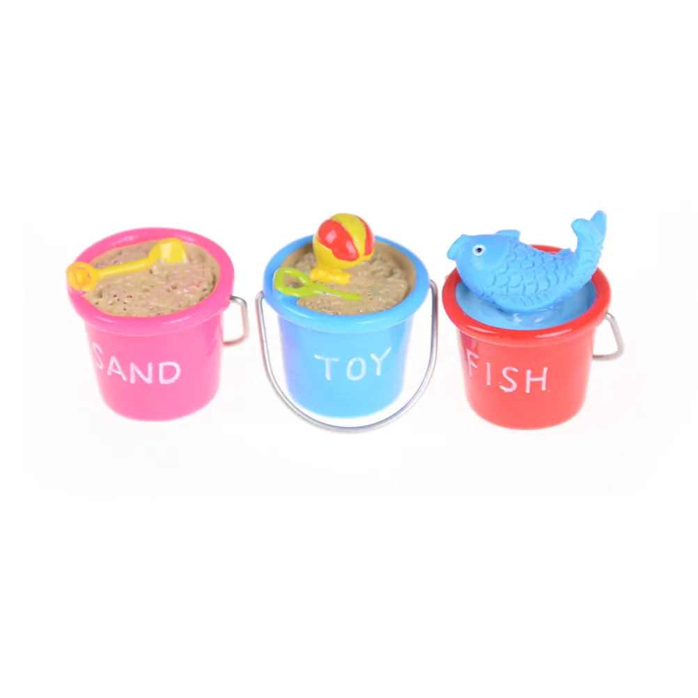 

DIY Mini Sand Beach Buckets Ornaments Dollhouse Miniature Model Toys Scene 1:12 Dollhouse Accessories Randomly 3 Styles