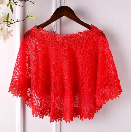 Women's Spring Summer Flower Lace embroidery Red Pashmina Female Summer Sunscreen Jacquard Lace Shawl R819