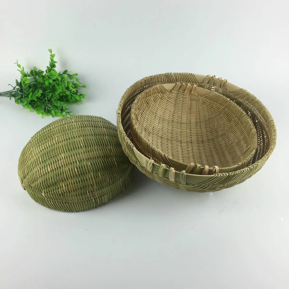 Handmade Bamboo Craft Hand Knitting Wash Rice Artifact Drain Vegetable Basket Vegetable Washing Basket Kitchen Organization