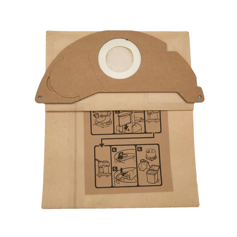 6 قطعة/الوحدة الغبار أكياس فراغ الغبار ورقة حقيبة ل كارشر WD2250 A2004 A2054 MV2 فراغ نظافة الغيار أجزاء الغبار أكياس جمع