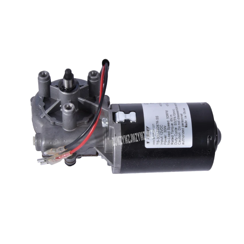 TS-30GZ6287R High Torque 6N.m DC Worm Gear Motor 12V 50rpm Garage Door Replacement Right Angle Reversible Metal Copper Gearmotor