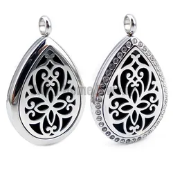 Flower Design Aromatherapy Essential Oils Diffuser Locket Necklace in 316L Stainless Steel