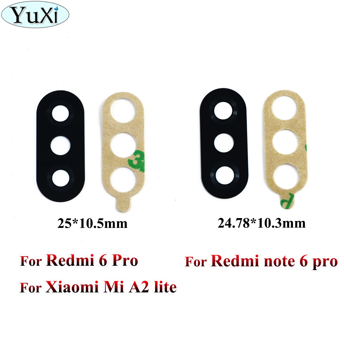 YuXi For Xiaomi Redmi 6 Pro / for Redmi Note 6 Pro, note 6Pro for Xiaomi Mi A2 Lite Camera Glass Lens with Adhesive Glue