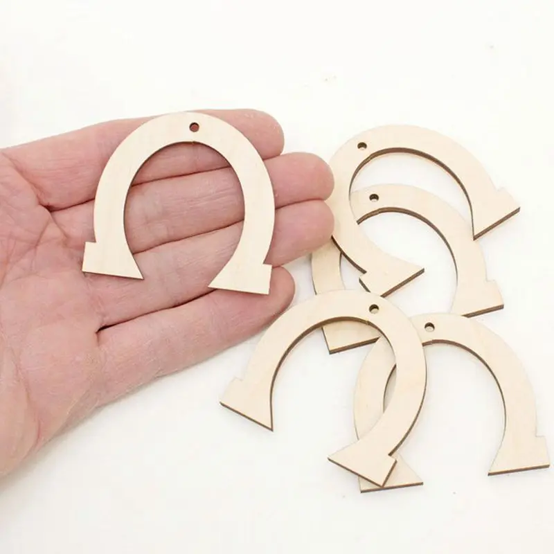 50pcs Wooden Horseshoe Cutouts (5cm) Shapes Wood Blanks Art Projects Craft Blank Tag Gift diy