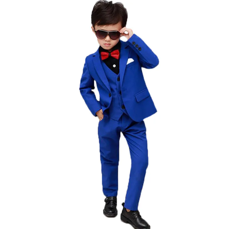 Children Performance Clothes Brand Boys Formal Wedding Birthday Party Suits Prince Kids Blazer Vest Pants ceremony Costumes F158