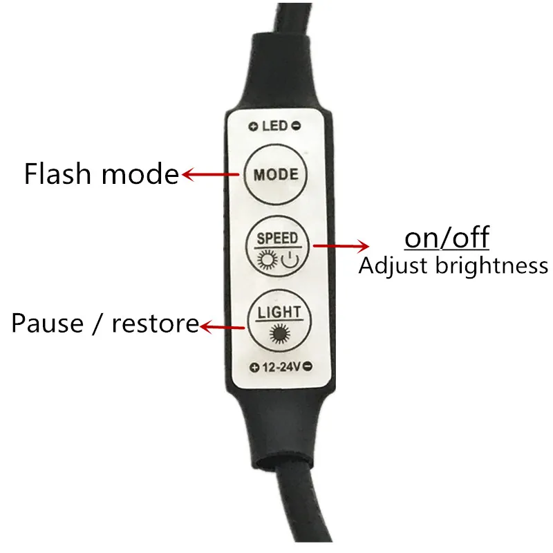 DC12V 24V Mini Led Dimmer Controller 3 Key with DC Connector to Control Single Color Led Strip Light SMD 3528 5050 5630