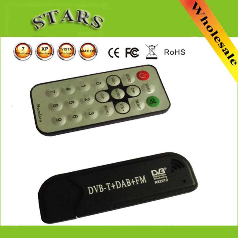 USB Smart TV Stick DVB-T & RTL-SDR Digital TV Receiver RTL2832U & R820T2 Tuner DVB-T+FM+DAB with Antenna for android PC