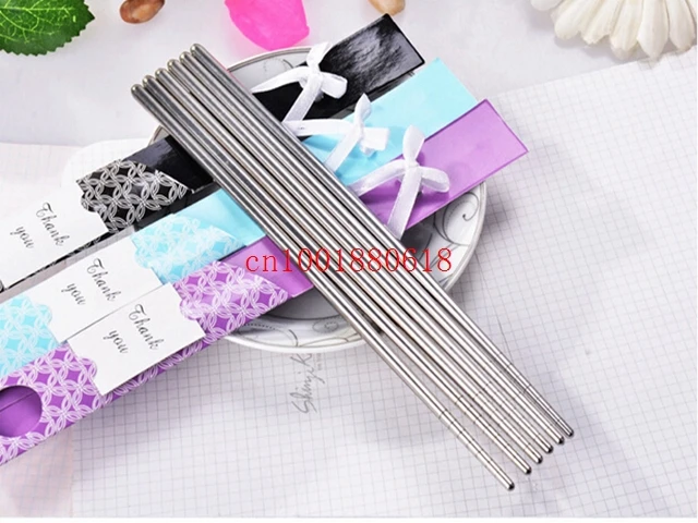 Free shipping Chinese style East Meets West Stainless steel chopsticks With retail box for Wedding favors gifts,500Pairs/lot