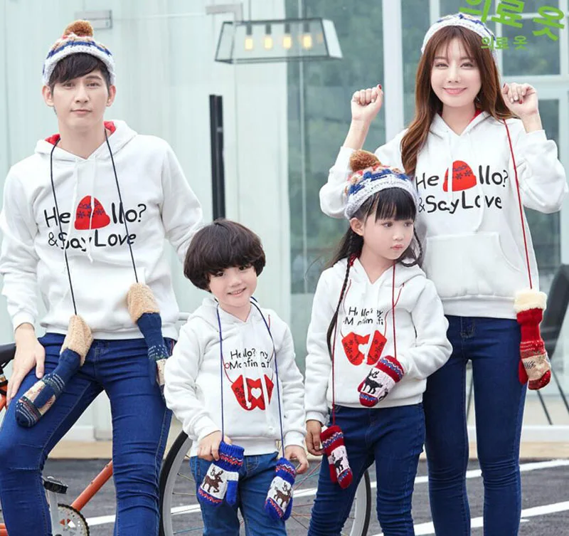 Matching Family Clothing Autumn Winter Christmas Active Cotton Hooded Father Son Mother Daughter Men Women Children Clothes