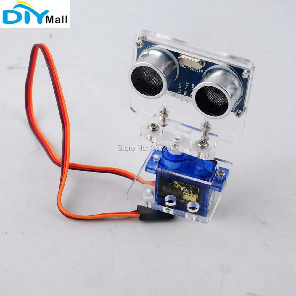 HC-SR04 Ultrasonic Distance Sensor Distance Detection Module + DIYmall 9G 180 Degree Servo + Mounting Servo Bracket Holder