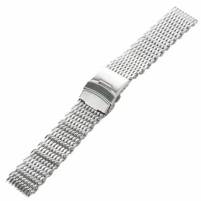 Correa de malla milanesa de acero para reloj, pulsera de Metal para reloj, plateado, 18mm, 20mm, 22mm, 24mm