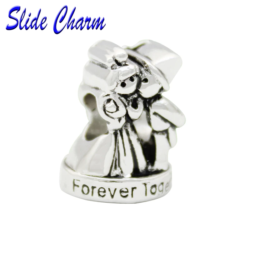 Slide Charm European Wedding Love Charm Alloy Bead Charm Fit Pandora Bracelet and Bracelet Pendant DIY Jewelry