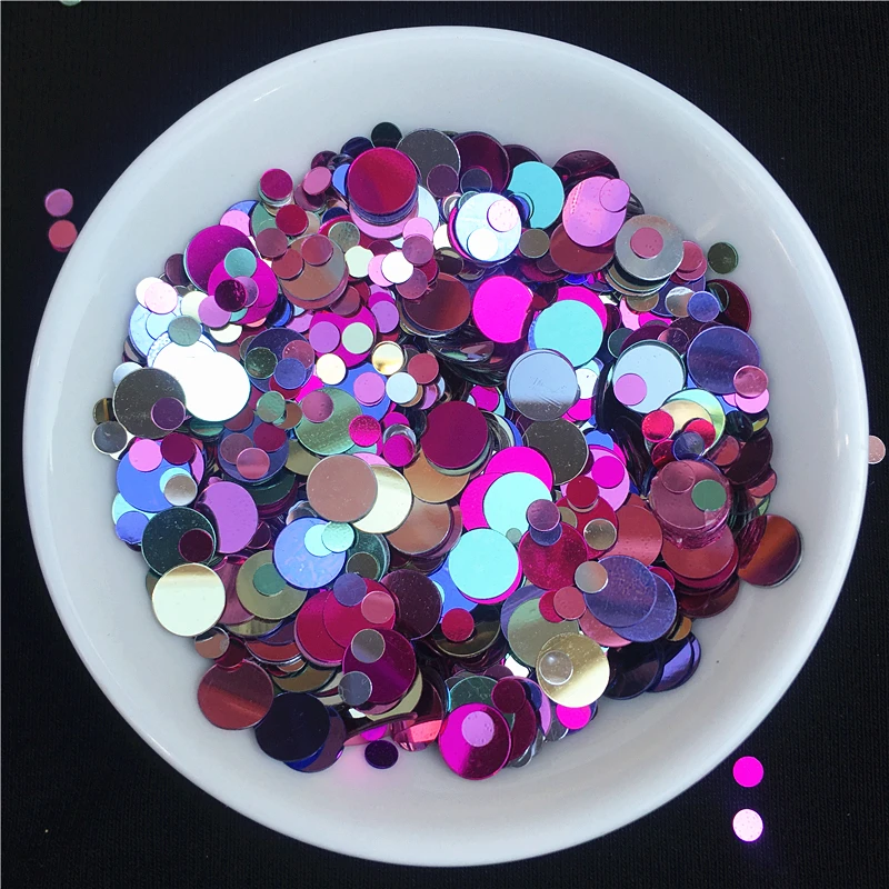 2400pcs/Lot Multi Size 3mm 6mm Round Dot Shape Loose Sequins Paillettes Nail Beauty,Bags Decoration,wedding decoration confetti