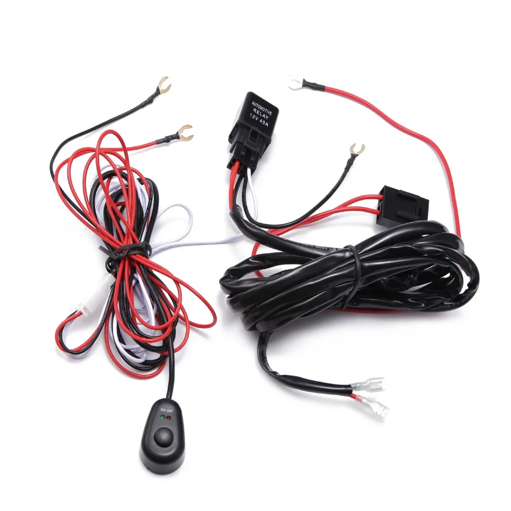 ECAHAYAKU LED Work light Relay Wire Harness Loom Fuse Switch 2.5 Meter Cable Suit For Connect LED work lights/bar light 12V 40A