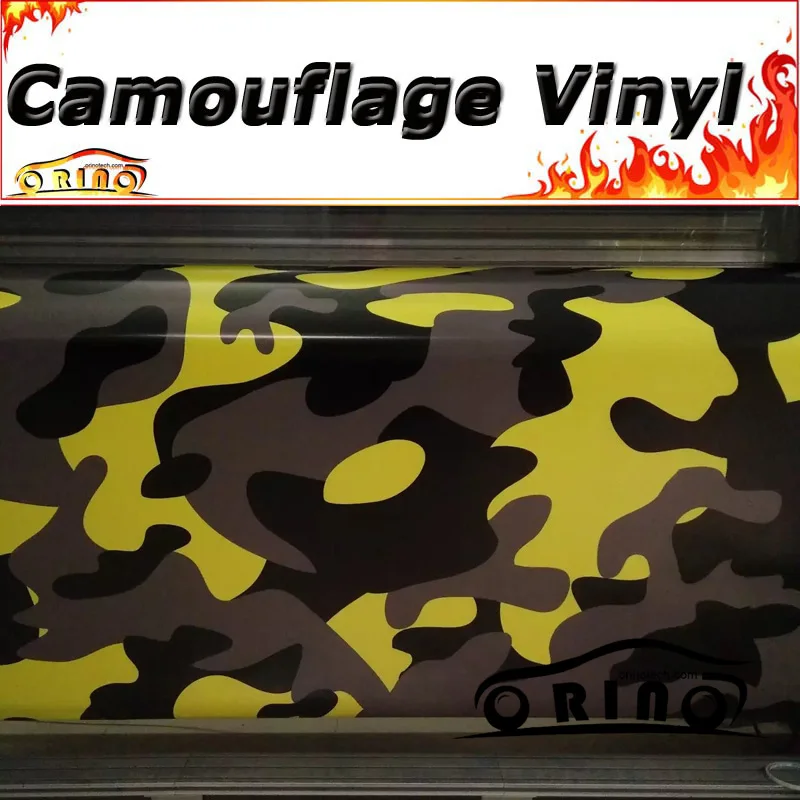 

Black Yellow Vinyl Car Wrap Sticker Camouflage Car Wrapping Film With Air Bubble Truck Vehicle Car Sticker Film