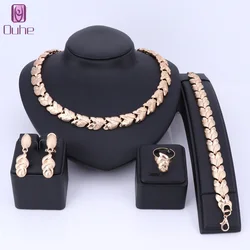 African Beads  Jewelry Set Circle Link Chain Gold Color for Women Classic Banquet Bracelet Necklace Sets Dubai