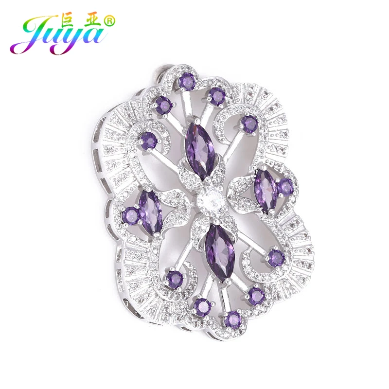 Juya Handmade Gold Floating Flower Pendant Connectors Accessories For DIY Women Sweater Pearls Bracelet Necklace Making Supplies