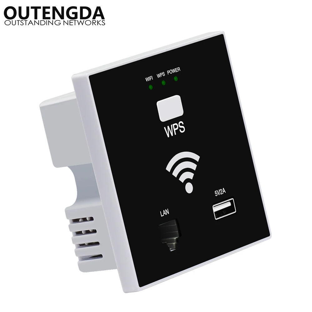 300Mbps black in-wall wifi wireless router Access Point for hotel Wall switch socket with USB&RJ45 in wall AP