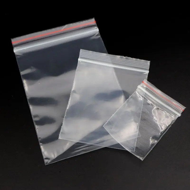 

100Pcs/lot Transparent Rectangle Plastic Jewelry Zip Locked Pouches Gift Bag Sachet Packaging For Party Wedding Engagement Beads