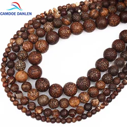 CAMDOE DANLEN New Natural Stone Beads Fossils Stone 6 8 10 12MM Loose Round Diy Charm Beads For Jewelry Making Accessories