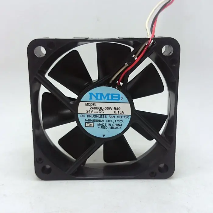 

USED NMB-MAT NMB 2406GL-05W-B49 24V 0.15A 6CM 6015 3lines 60*60*15MM cooling fan