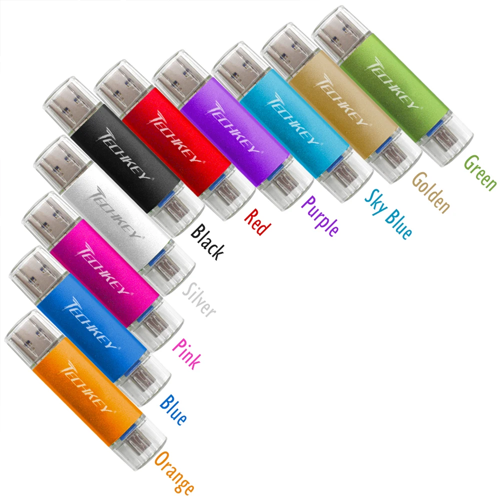 Baru TECHKEY OTG Usb 3.0 32Gb Usb Flash Drive 3.0 64Gb Pen Drive 16Gb Memoria Cel Usb Stick Pendrive Hadiah untuk Samsung Mobile