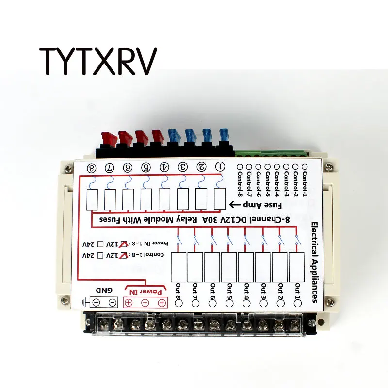 TYTXRV 8-Channel DC 12V 30A Relay Module with Fuses Patent Caravan Accessories Camper Automotorhome RV Part