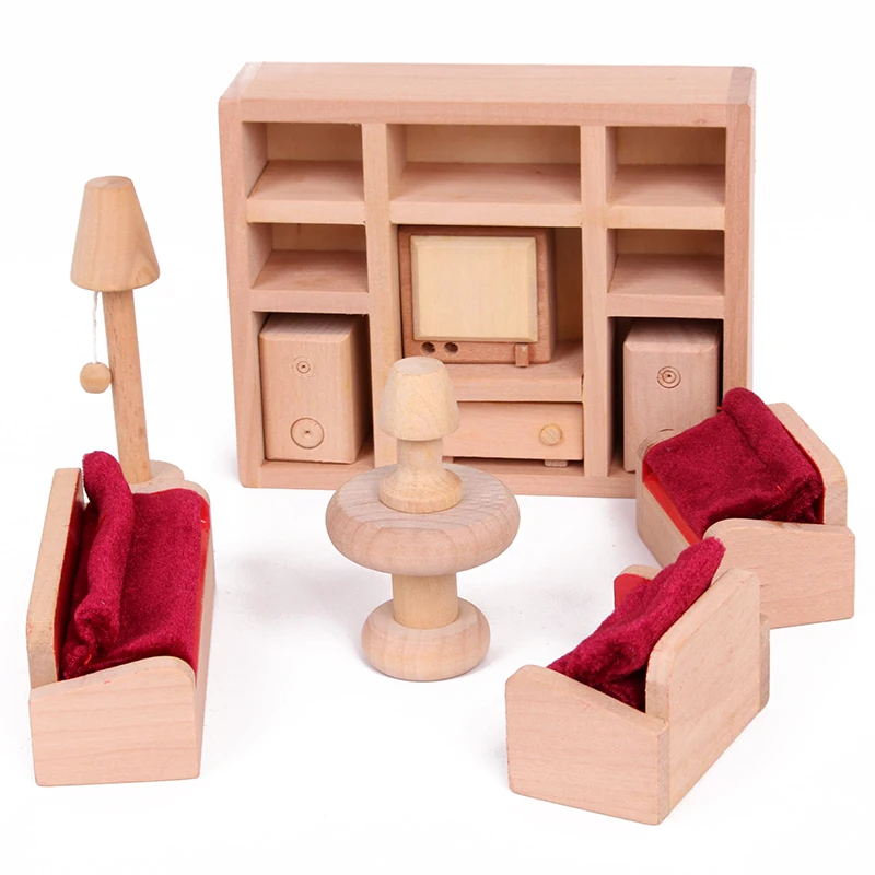 Baby Kids Toy Mother Garden Children's Mini-House Furniture Wooden Simulated Bedroom Bathroom Kitchen Educational Birthday Gift